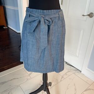 J. Crew Chambray Blue Wrap Skirt with Tie Front for Casual Wear